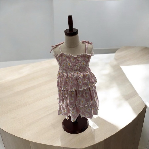 Daisy Dress for Girls - Smocked Pleated Spaghetti Strap Ruffle Dress - Size 2Y-3 - Picture 1 of 5